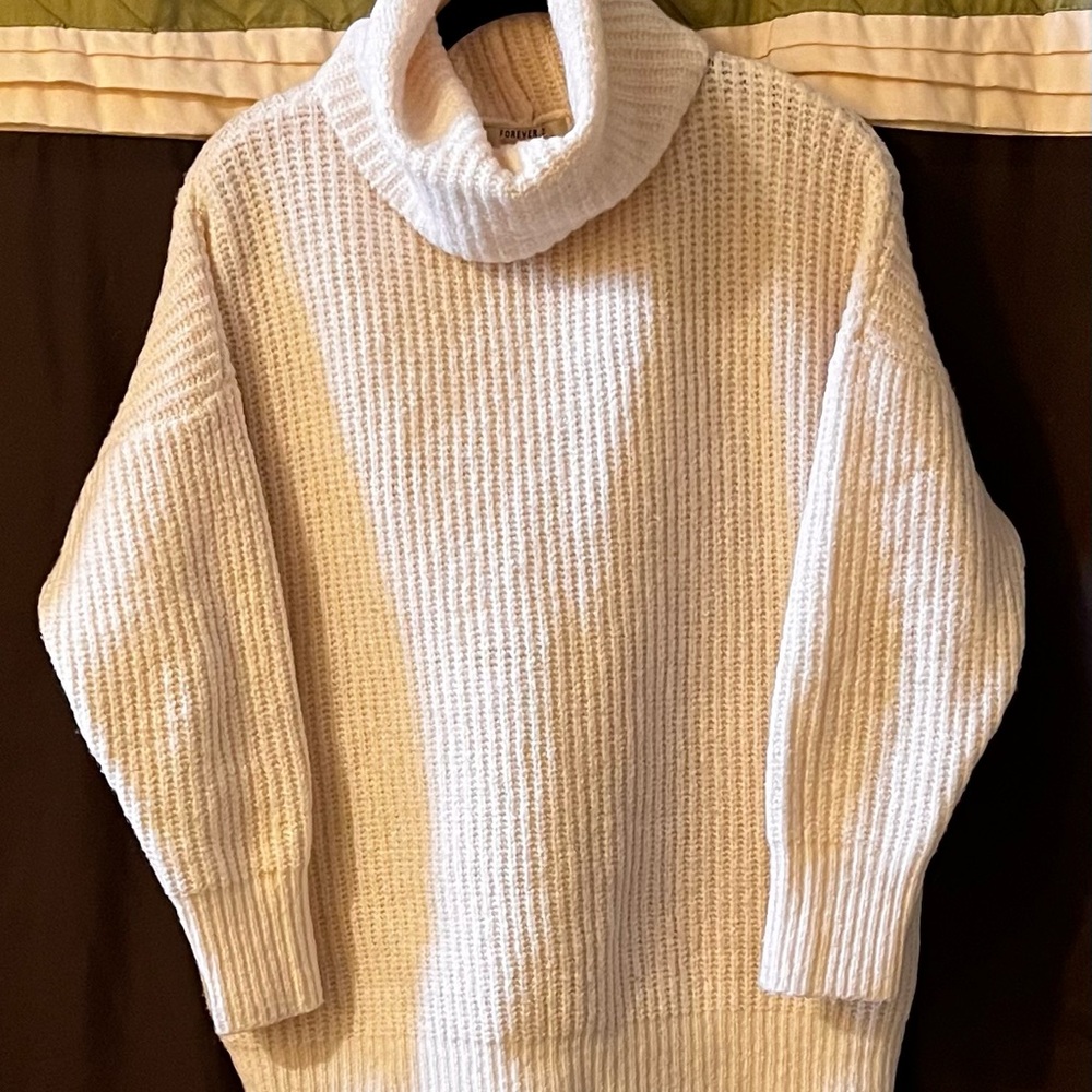 Forever 21 Cream Cowl Neck Sweater